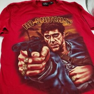 Scarface Tony Montana Big Graphic Tee Shirt 2XL XXL Red Glitter Big & Tall Pew‎